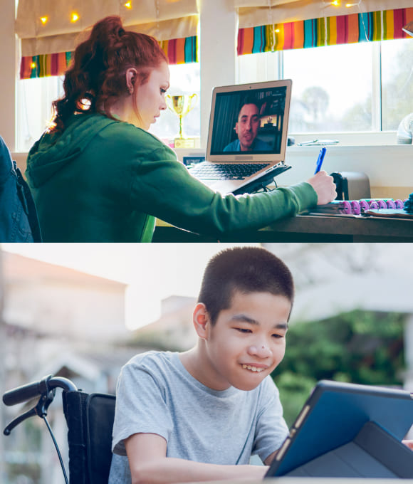 A boy and girl are focused on a laptop, engaged in a collaborative activity, showcasing teamwork and concentration.